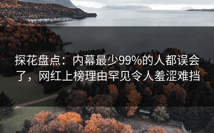 探花盘点：内幕最少99%的人都误会了，网红上榜理由罕见令人羞涩难挡