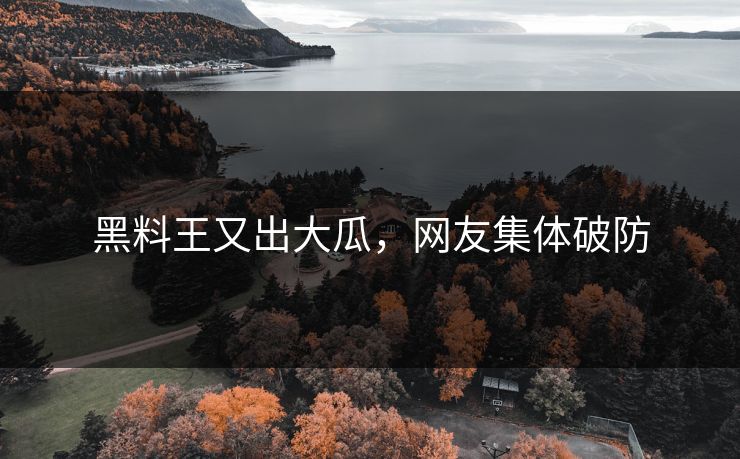 黑料王又出大瓜，网友集体破防