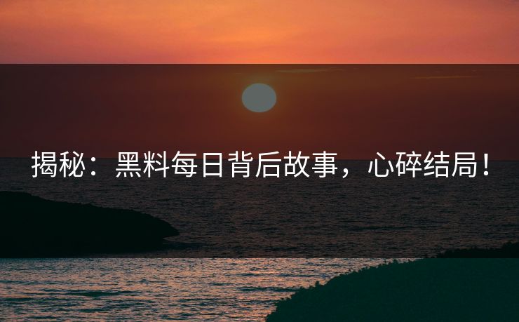 揭秘：黑料每日背后故事，心碎结局！