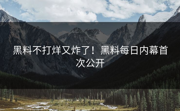 黑料不打烊又炸了！黑料每日内幕首次公开