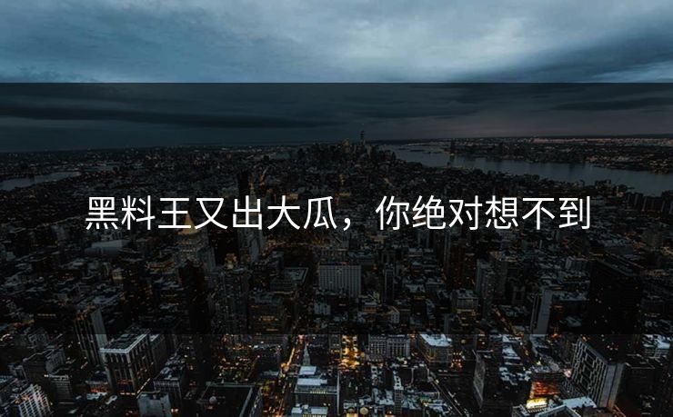 黑料王又出大瓜，你绝对想不到