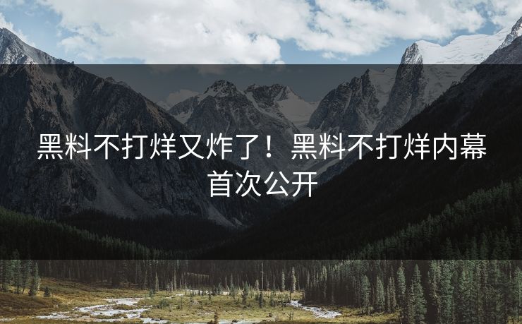黑料不打烊又炸了！黑料不打烊内幕首次公开