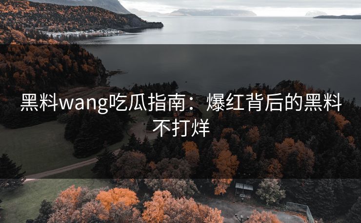 黑料wang吃瓜指南：爆红背后的黑料不打烊