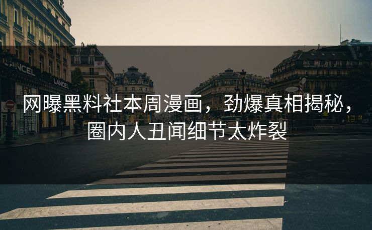 网曝黑料社本周漫画，劲爆真相揭秘，圈内人丑闻细节太炸裂