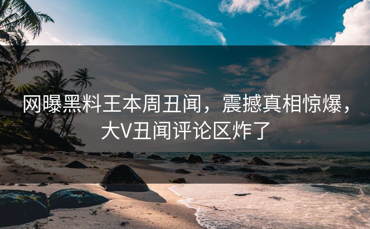 网曝黑料王本周丑闻，震撼真相惊爆，大V丑闻评论区炸了