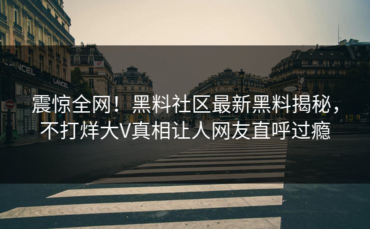 震惊全网！黑料社区最新黑料揭秘，不打烊大V真相让人网友直呼过瘾