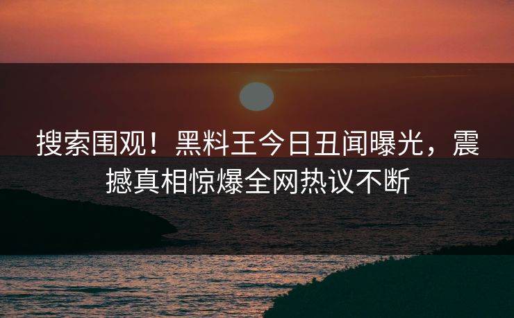 搜索围观！黑料王今日丑闻曝光，震撼真相惊爆全网热议不断