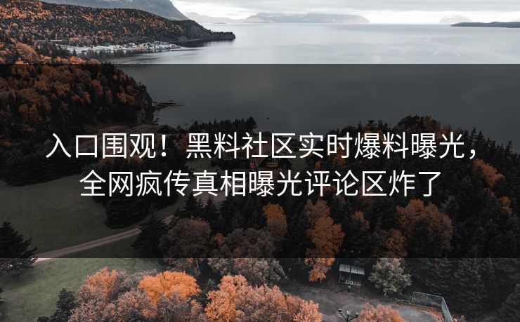 入口围观！黑料社区实时爆料曝光，全网疯传真相曝光评论区炸了