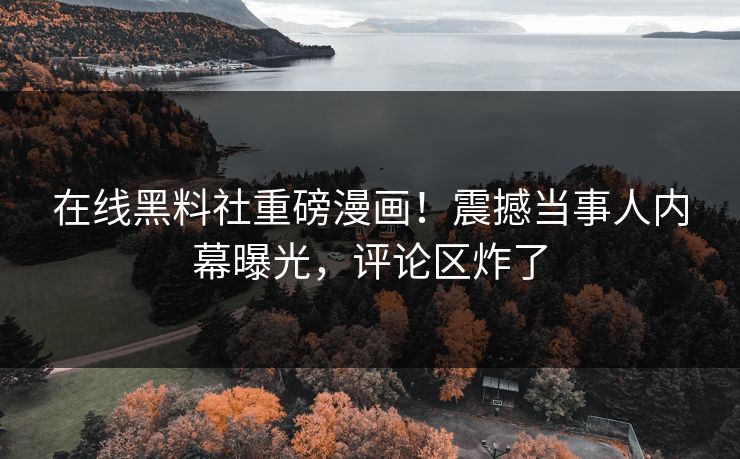 在线黑料社重磅漫画！震撼当事人内幕曝光，评论区炸了