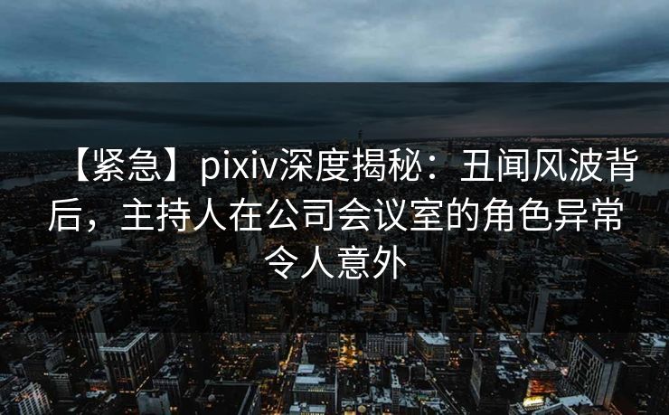 【紧急】pixiv深度揭秘：丑闻风波背后，主持人在公司会议室的角色异常令人意外