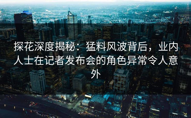 探花深度揭秘：猛料风波背后，业内人士在记者发布会的角色异常令人意外
