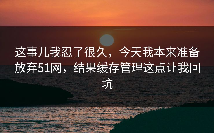 这事儿我忍了很久，今天我本来准备放弃51网，结果缓存管理这点让我回坑